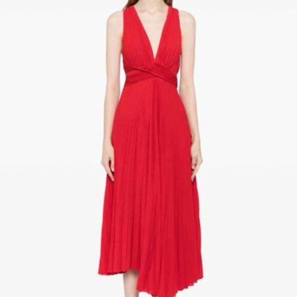 A.L.C. Everly Red Pleated Midi Dress NWT $695 - Picture 1 of 10